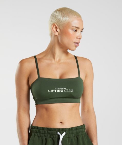 Women's Gymshark Social Club Bandeau Sports Bra Olive | CA N86D70